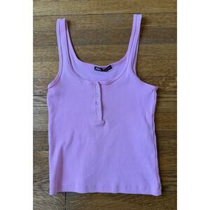 Zara Women's Pink Henley Tank Top Size Small